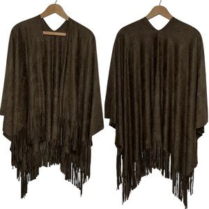 Signature Collection Faux Suede Boho Western Rodeo Fringe Wrap One Size Olive